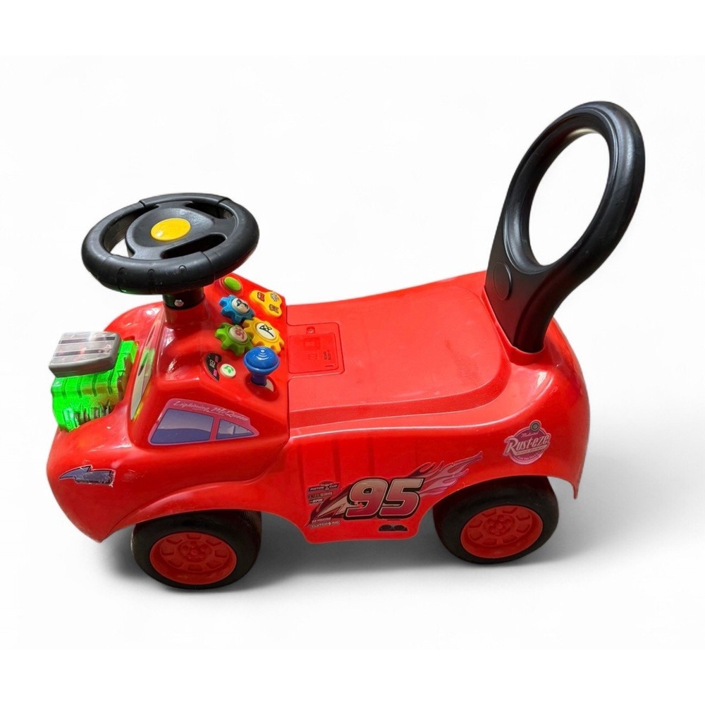 Y2KDisney Pixar Cars Lightning McQueen Kiddieland Ride On Push Car Lights Sounds